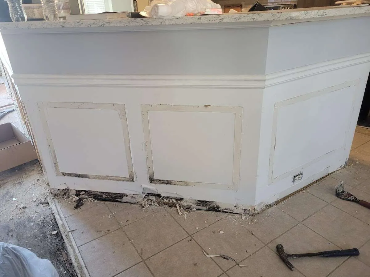 Water damage and mold on kitchen during Storm Damage Restoration in Lewisburg
